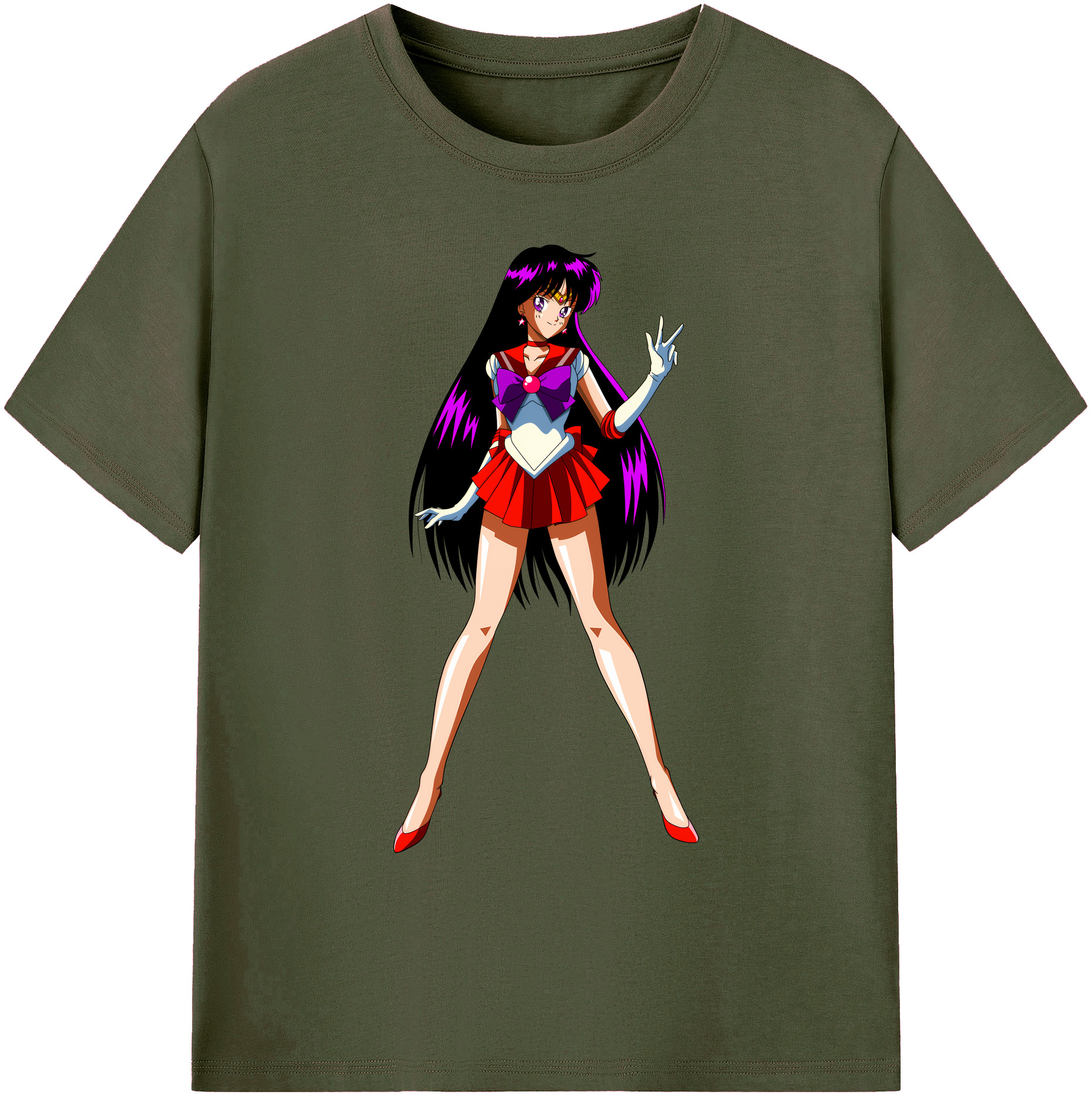 （画像用） 美少女戦士セーラームーン 火野レイ ひの レイ Sailor Moon Hino Rei （セーラーマーズ,Sailor Mars） 綿100％ メンズ半袖Tシャツ｜肌触りやわらか＆通気性